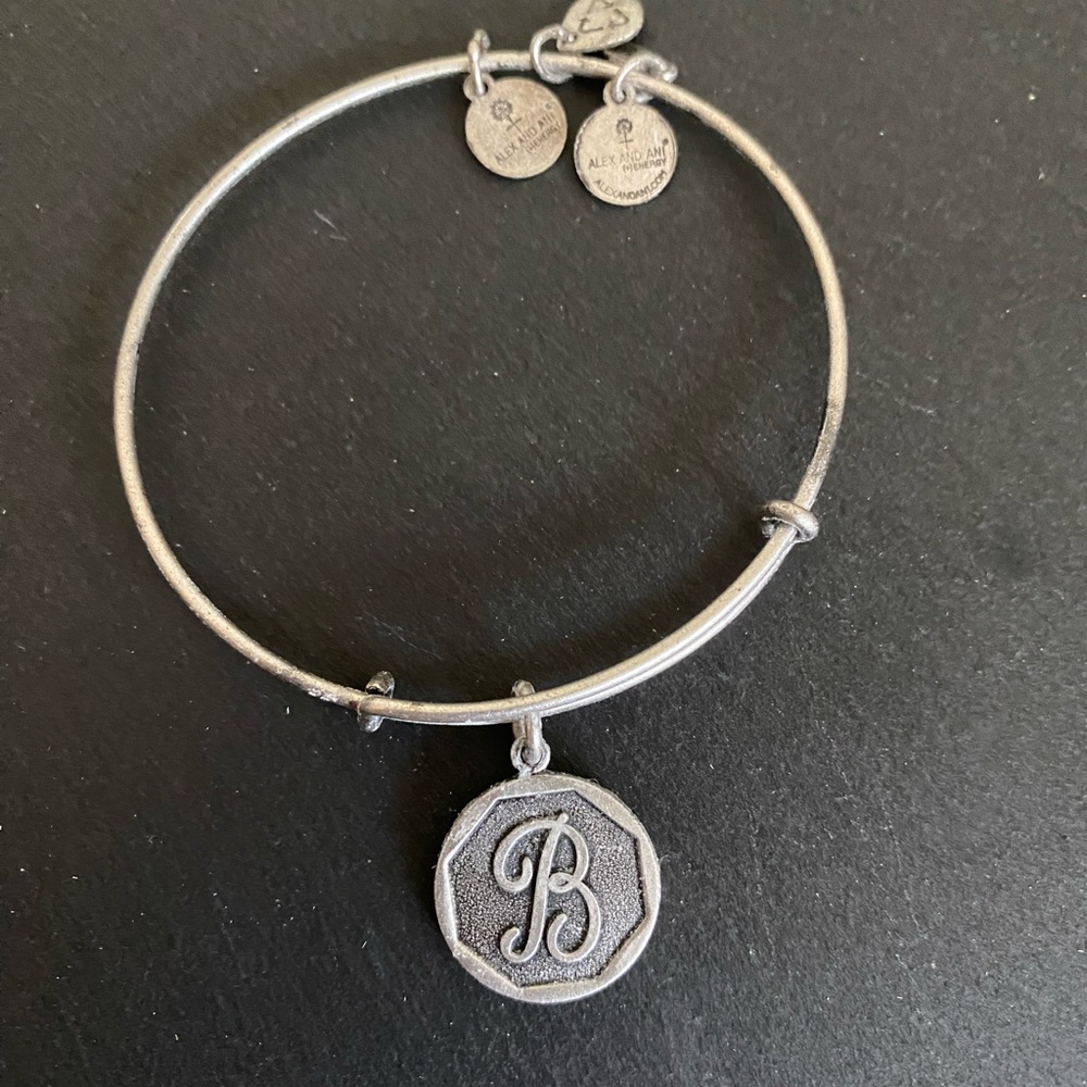 Alex and Ani Silver B Charm Bangle